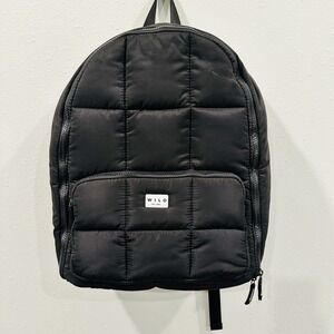 Wilo Backpack The Label Black Quilted‎ Puffer Travel School Urban Posh Rare